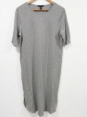 Eileen Fisher Women’s Tencel Rib Crew Neck Gray Midi Dress